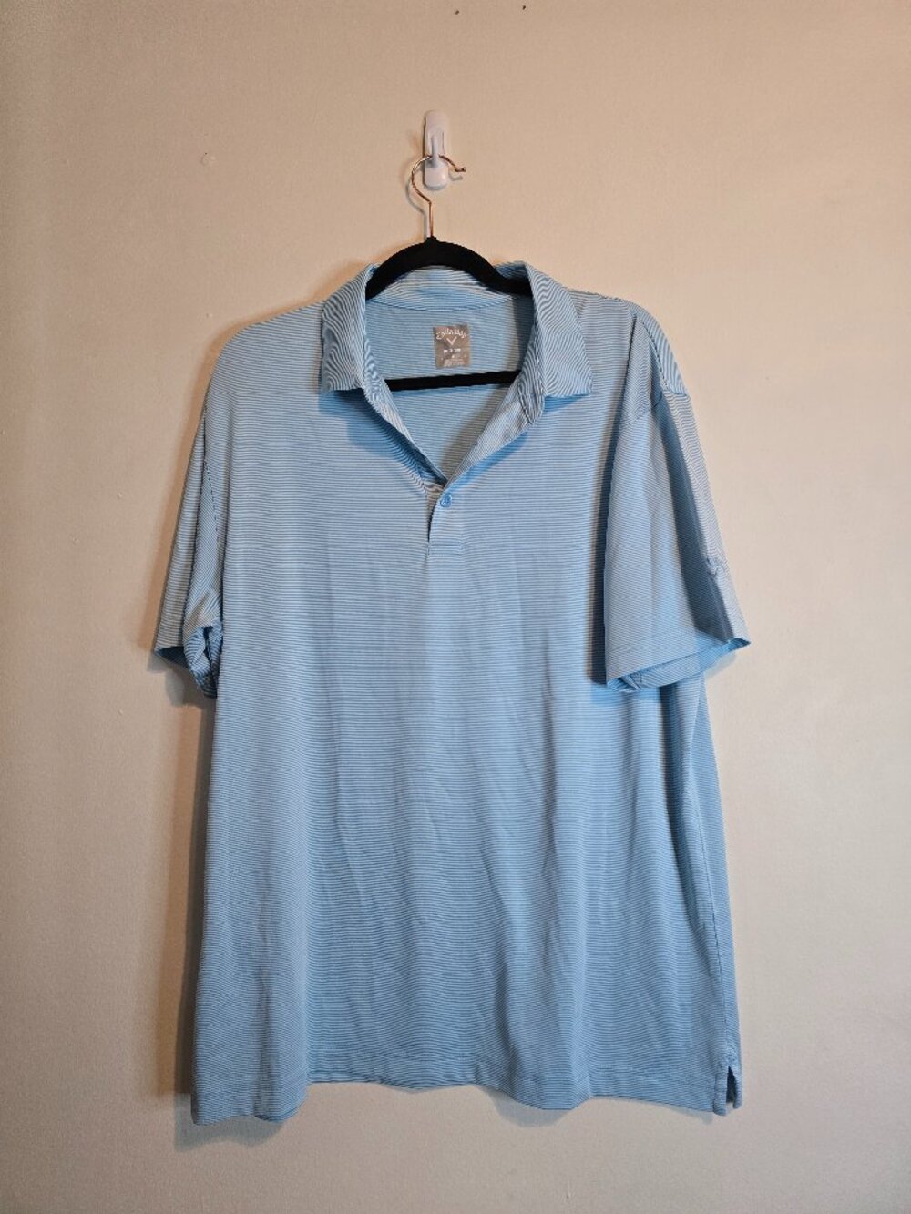Men's Callaway Opti Dri - Golf Polo - Size L - Blue and White Striped